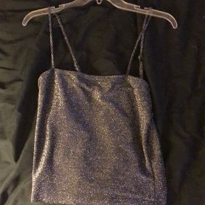 Black Glitter Crop Top